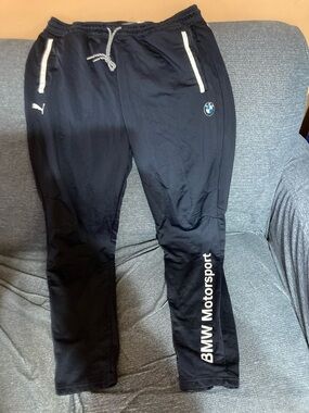 BMW Black Track Pants with White Logos